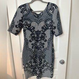 Anthropologie Yoana Baraschi Black and Gray Lace Print Dress